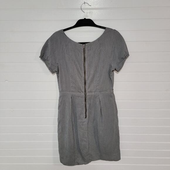 J CREW Silk Blend Mini Picnic Dress Size 10 Babydoll Drop Waist Pockets Striped - Picture 2 of 7